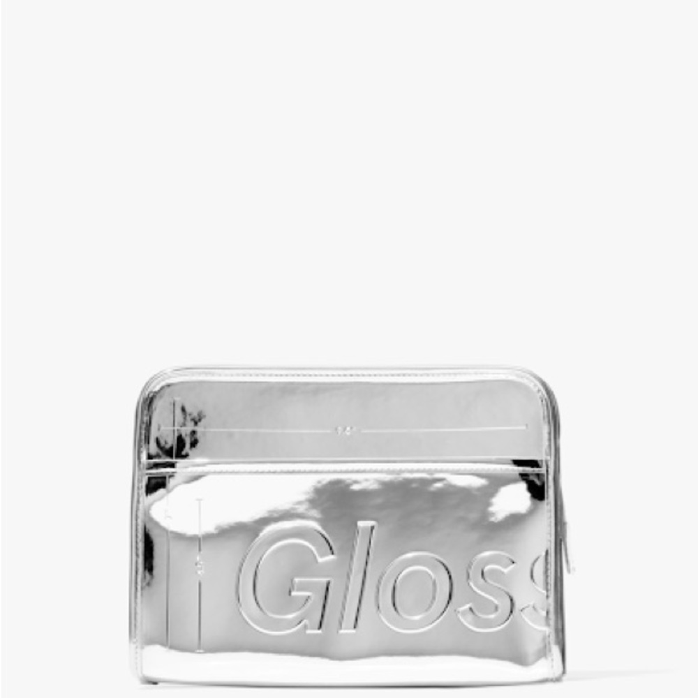 Glossier Silver/Chrome Beauty Bag